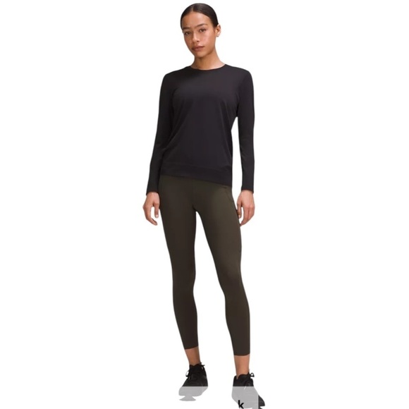 Lululemon Women’s Olive Green Mesh Crop Leggings Size 6 - Picture 1 of 9
